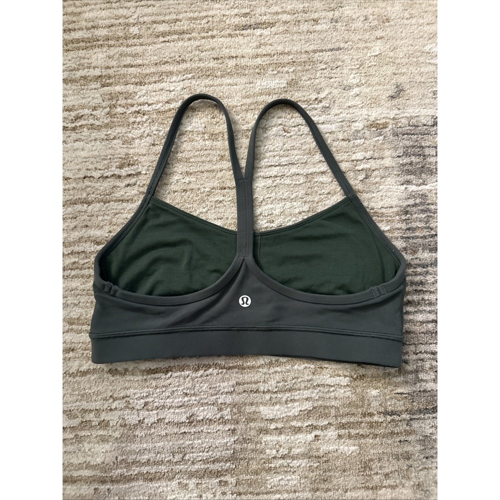 Lululemon Flow Y Sports Bra Nulu Light Support A-C Cups Graphite Green Size 8